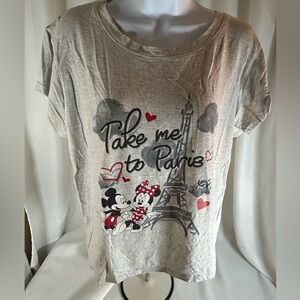 Disney, Mickey and Minnie in Paris in front of Eiffel Tower, short sleeve shirt,